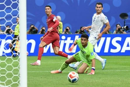 Cristiano Ronaldo scores for Portugal against Uzbekistan