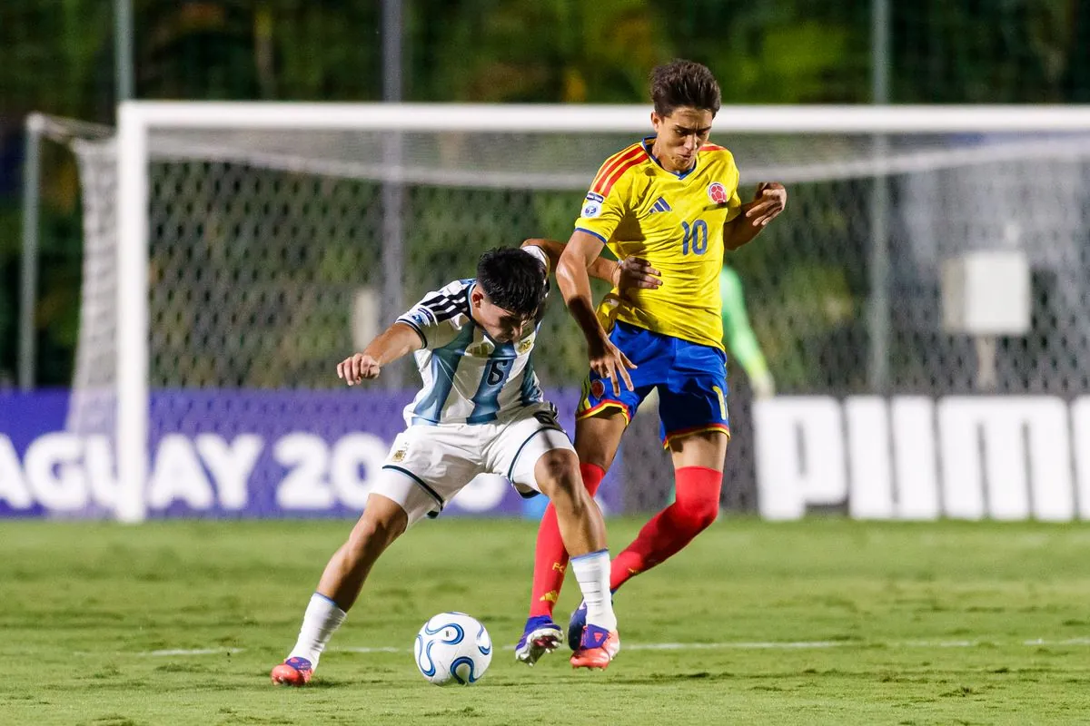 Samuel Martinez representing Colombia in an U17 World Cup qualifier against Argentina.