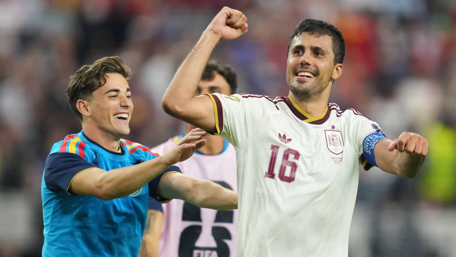 Rodri celebrates Spain's 2-0 win over France in Dallas