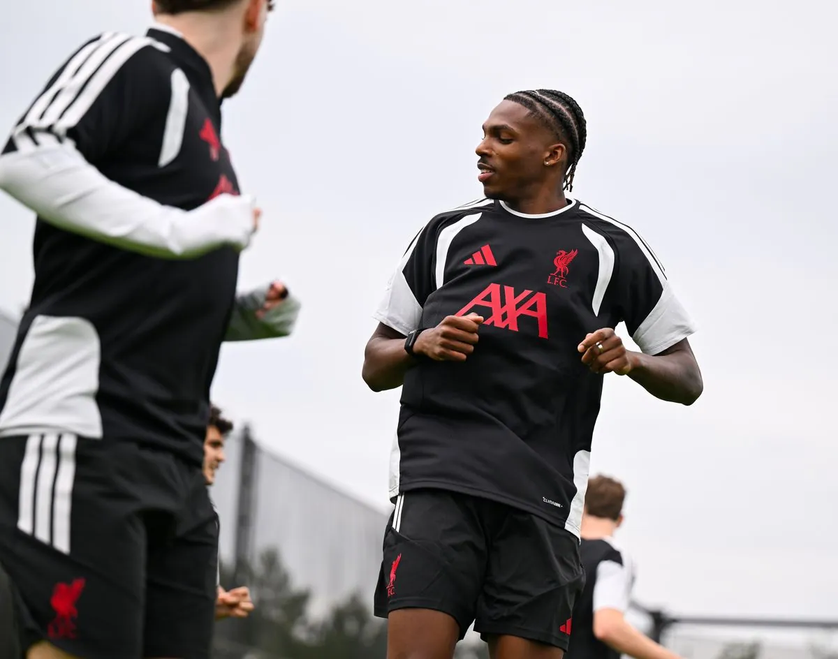 Jeremy Jacquet of Liverpool during a training session at AXA Training Centre